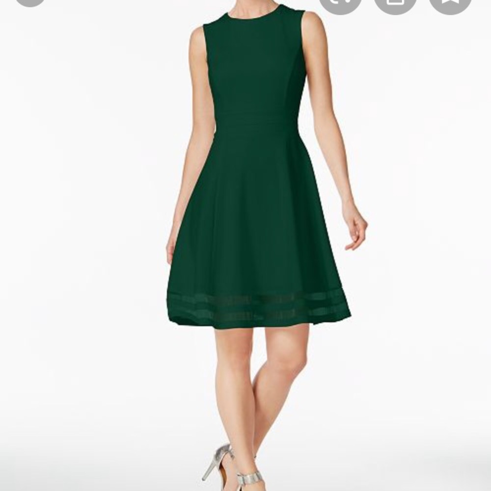 Calvin Klein Emerald Fit and Flare Dress
